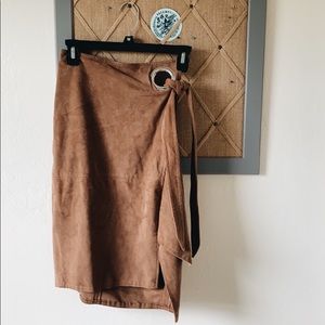 Express Suede Wrap Skirt